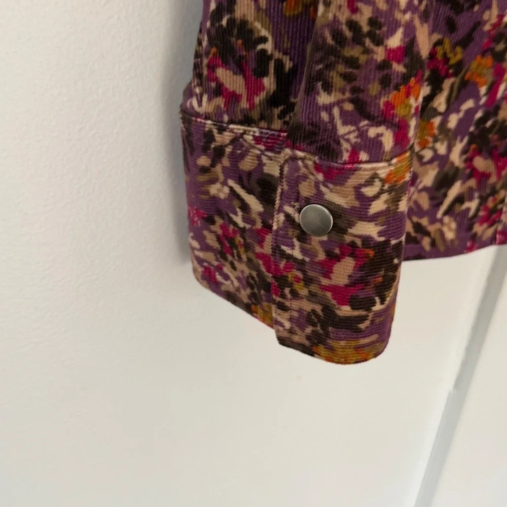 VTG Christopher‎ & Banks Blazer Corduroy Floral Snap Front Purple Petite Large